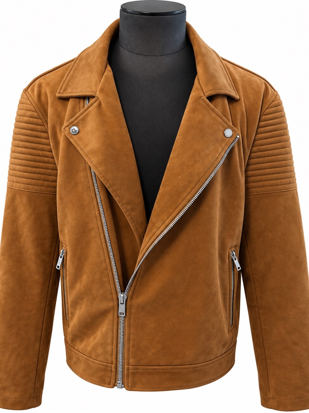 Zara Camel Suede Moto Bomber Jacket